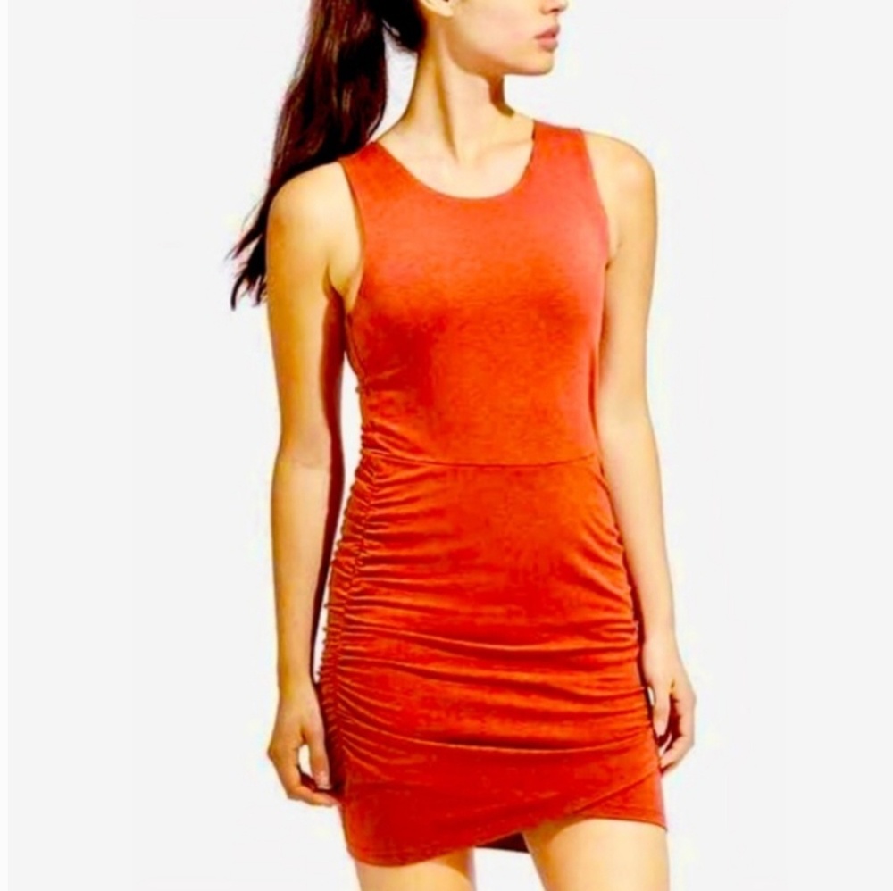 Athleta The Seeker Ruched Orange Tank Dress XS